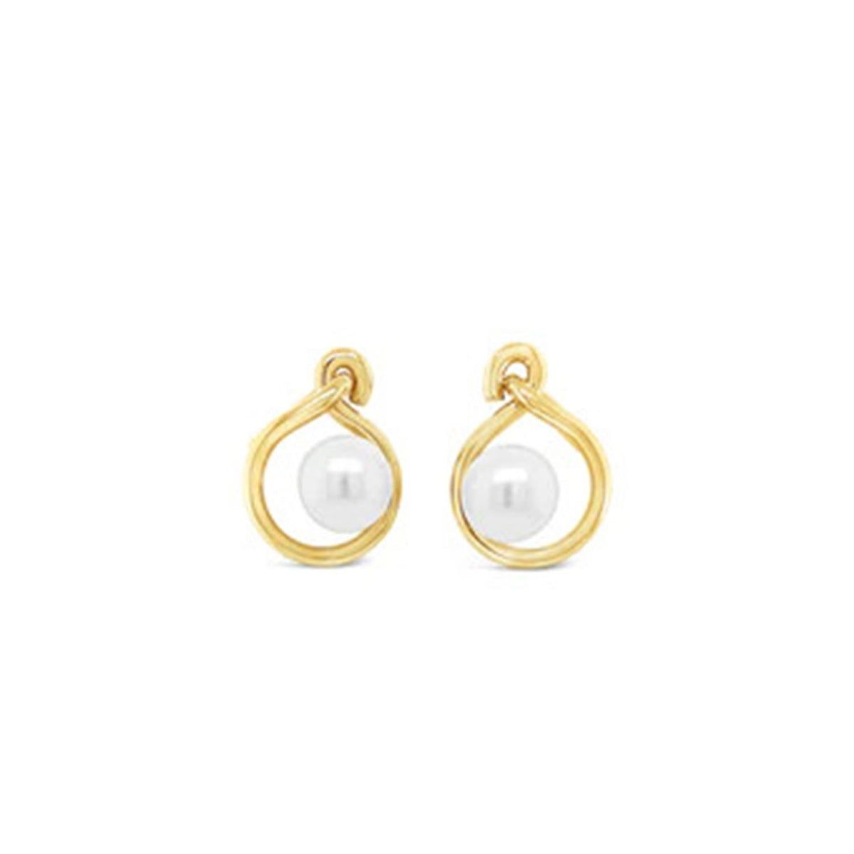 Absolute Swirl Loop Pearl Earrings, Gold