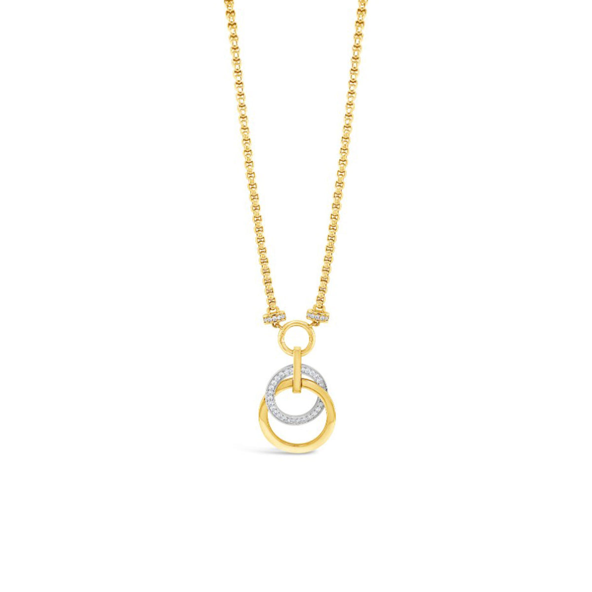 Absolute Two-Tone Interlock Circles Necklace, Gold & Silver