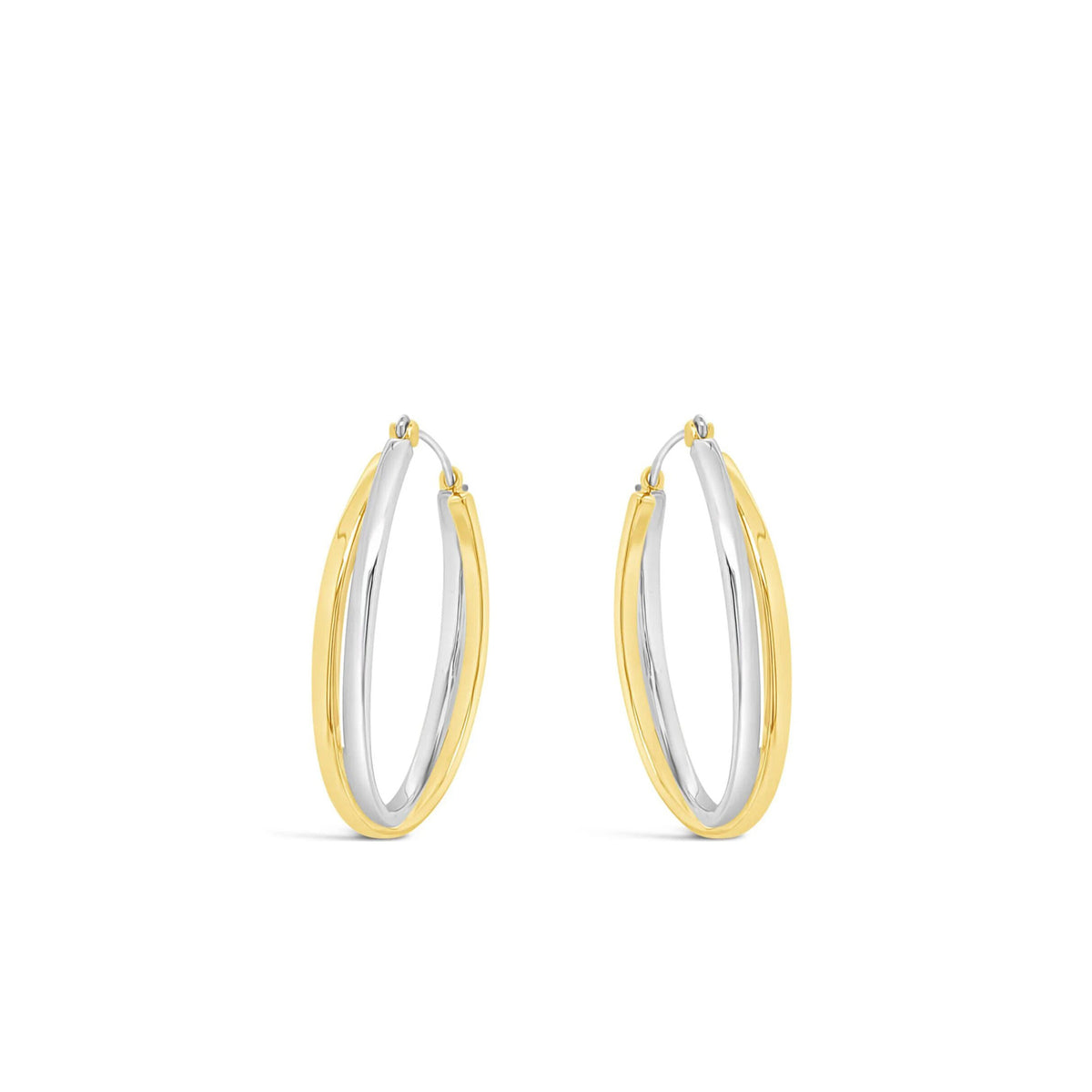 Absolute Two-Tone Large Oval Hoop Earrings, Gold & Silver