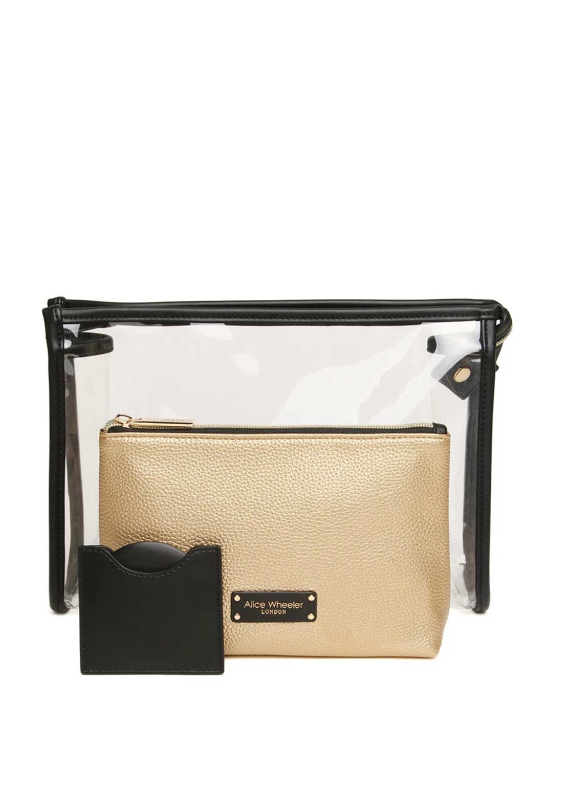 Alice Wheeler London Three-Piece Makeup Pouch Set, Black