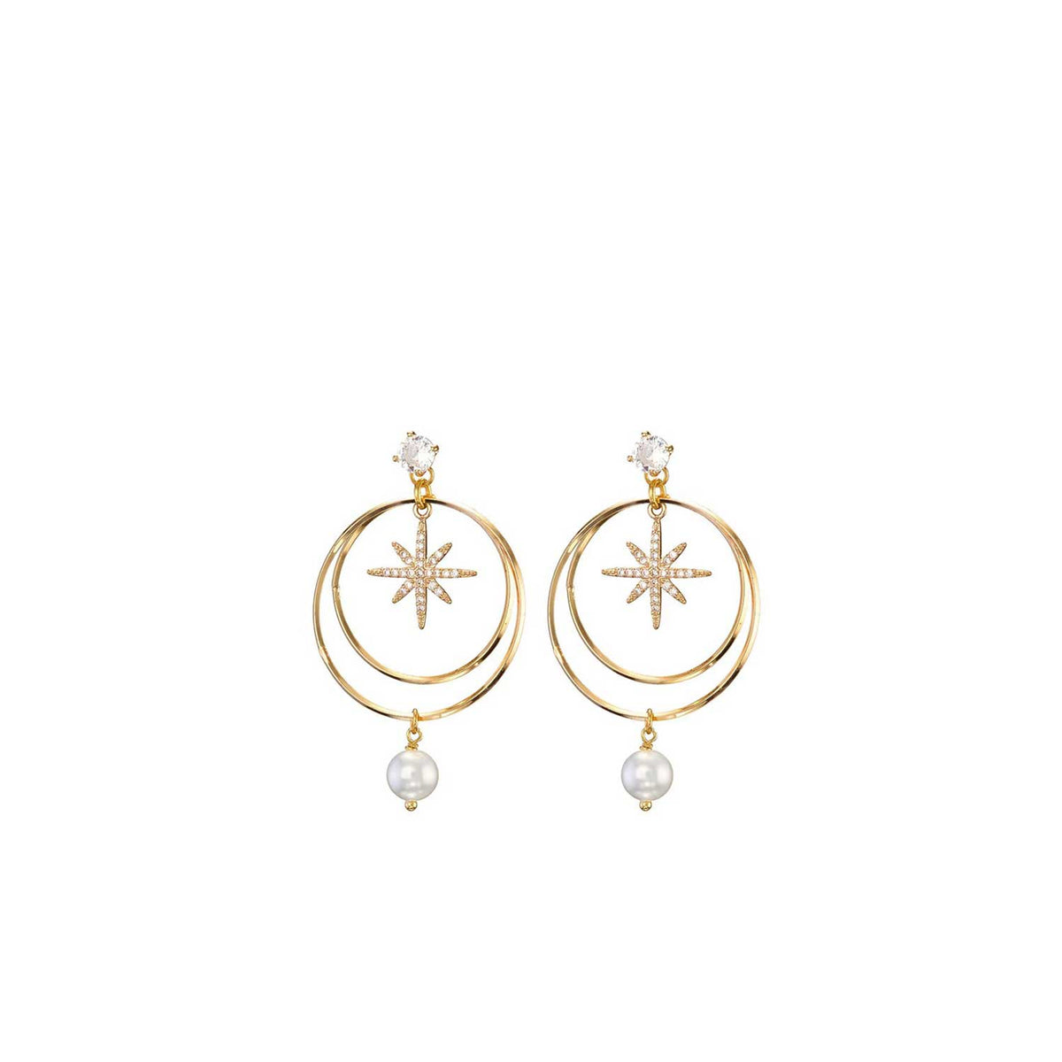 Angela D’Arcy Pearl Swirl Earrings, Gold