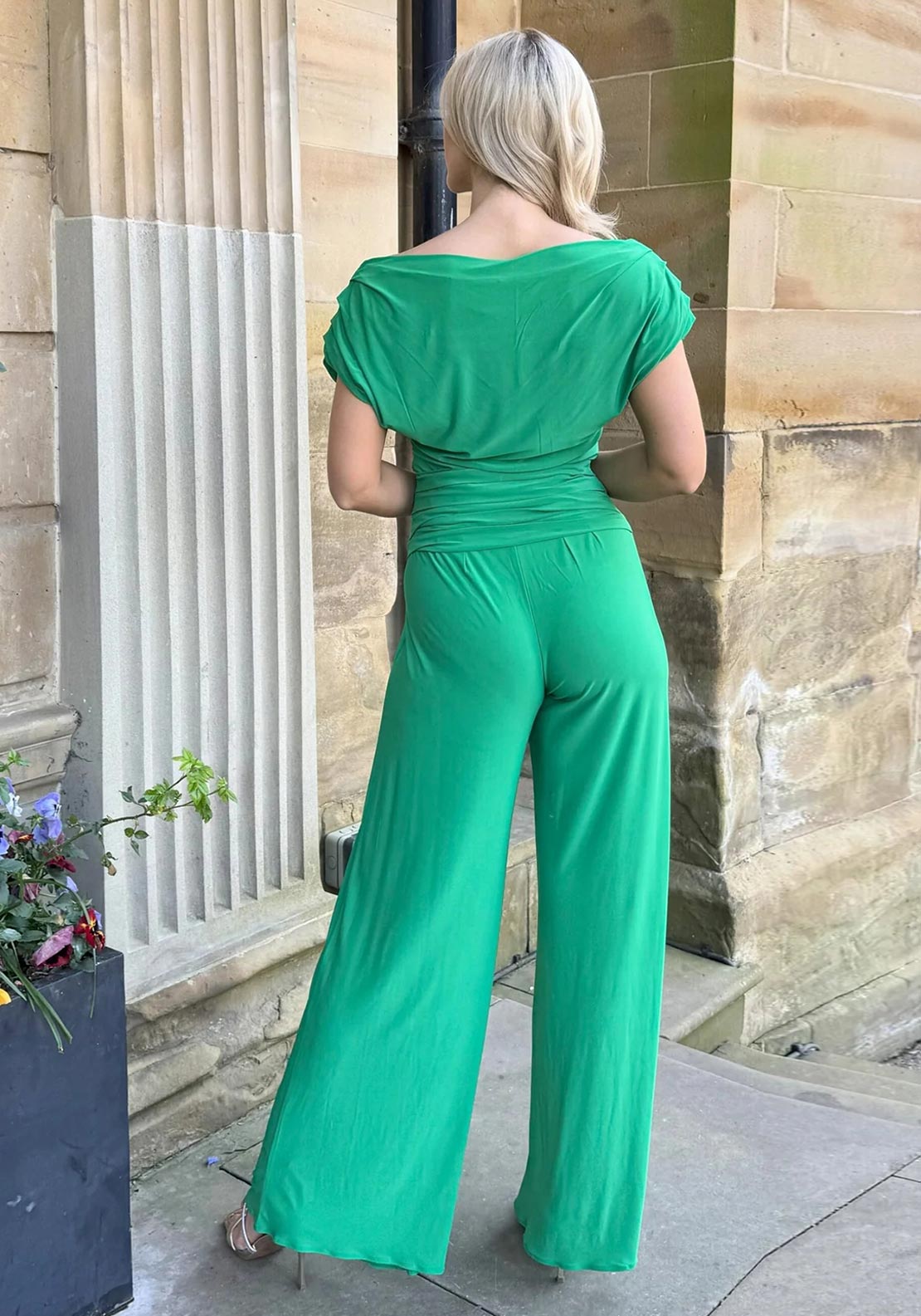 Atom Label Carbon Off The Shoulder Jumpsuit, Green
