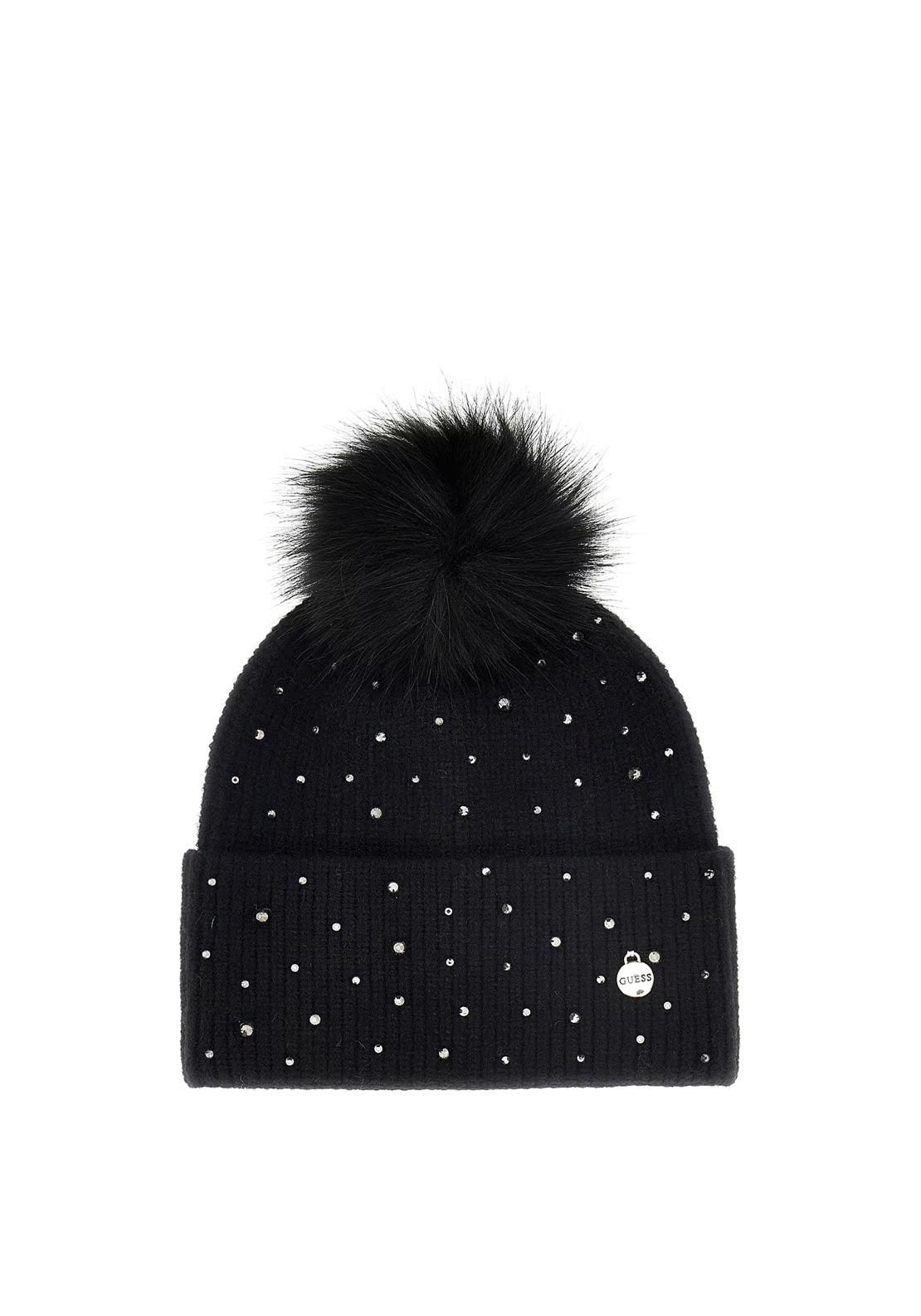 Guess Rhinestone Bobble Hat, Black