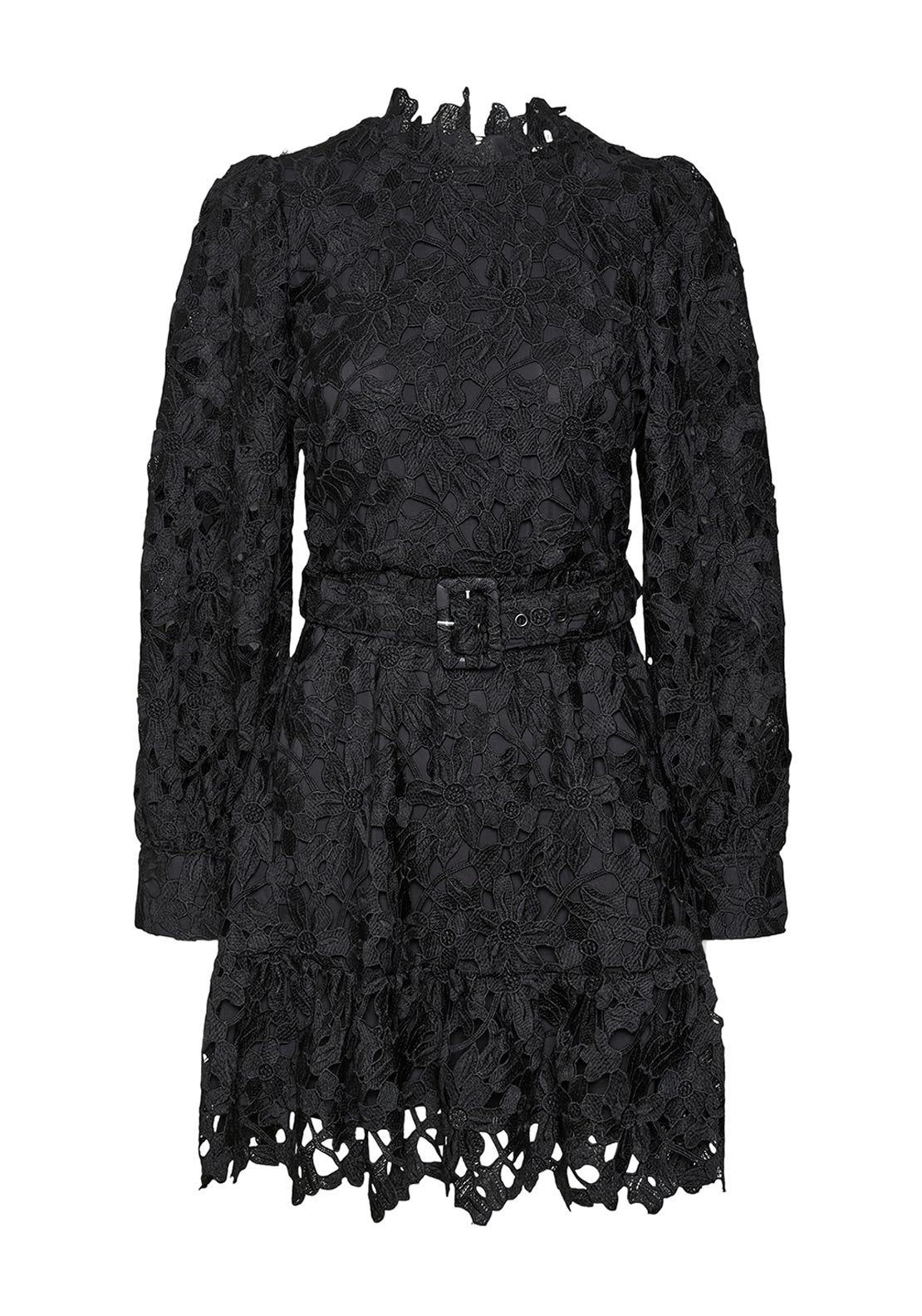 Vero Moda Kirby High Neck Floral Embroidery Mini Dress, Black - McElhinneys Vero Moda Kirby High Neck Floral Embroidery Mini Dress, Black - McElhinneys