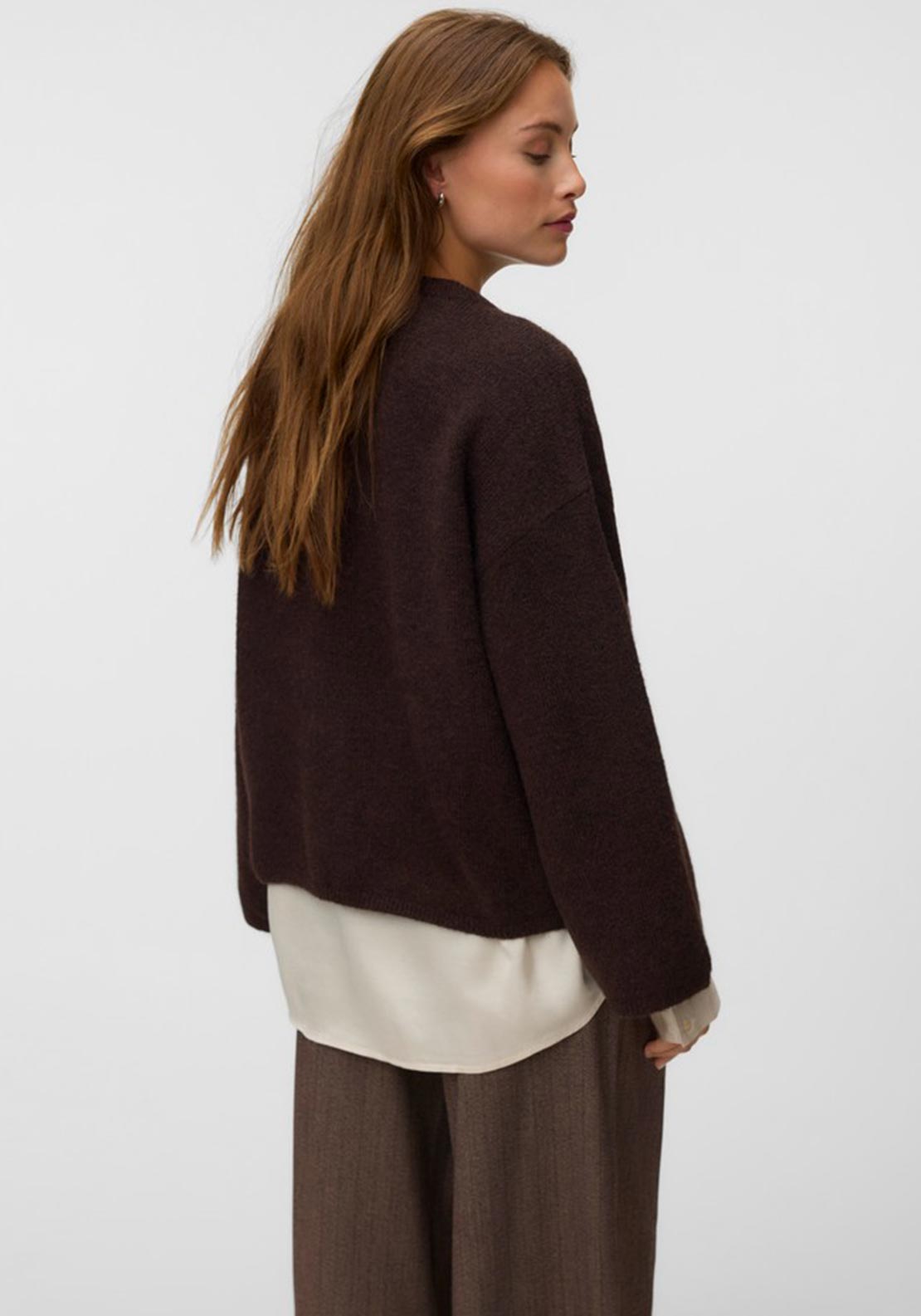 Vero Moda Aware Daisy Knit Round Neck Jumper, Brown