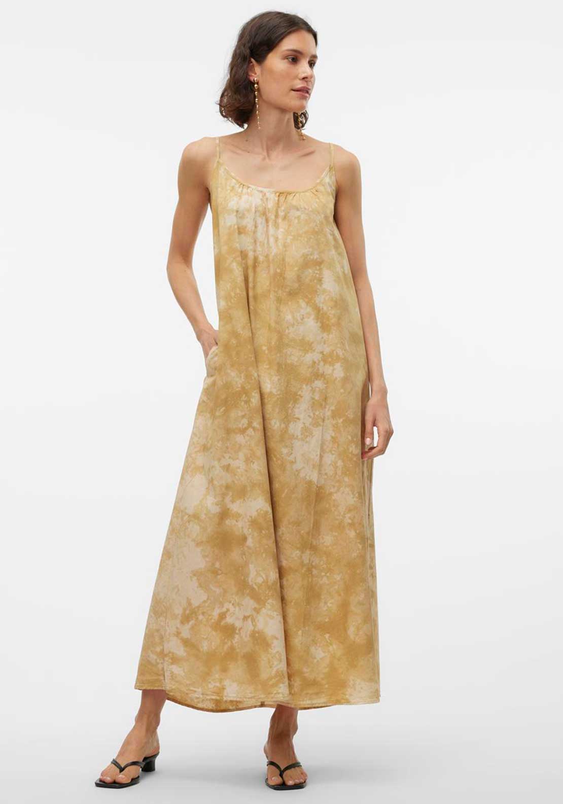 Vero Moda Kristee Strappy Long Dress, Harvest Gold - McElhinneys Vero Moda Kristee Strappy Long Dress, Harvest Gold - McElhinneys