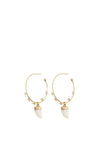 Angela D’Arcy Jade Horn Hoop Earrings, Gold & White