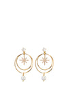 Angela D’Arcy Pearl & Star Circle Earrings, Gold
