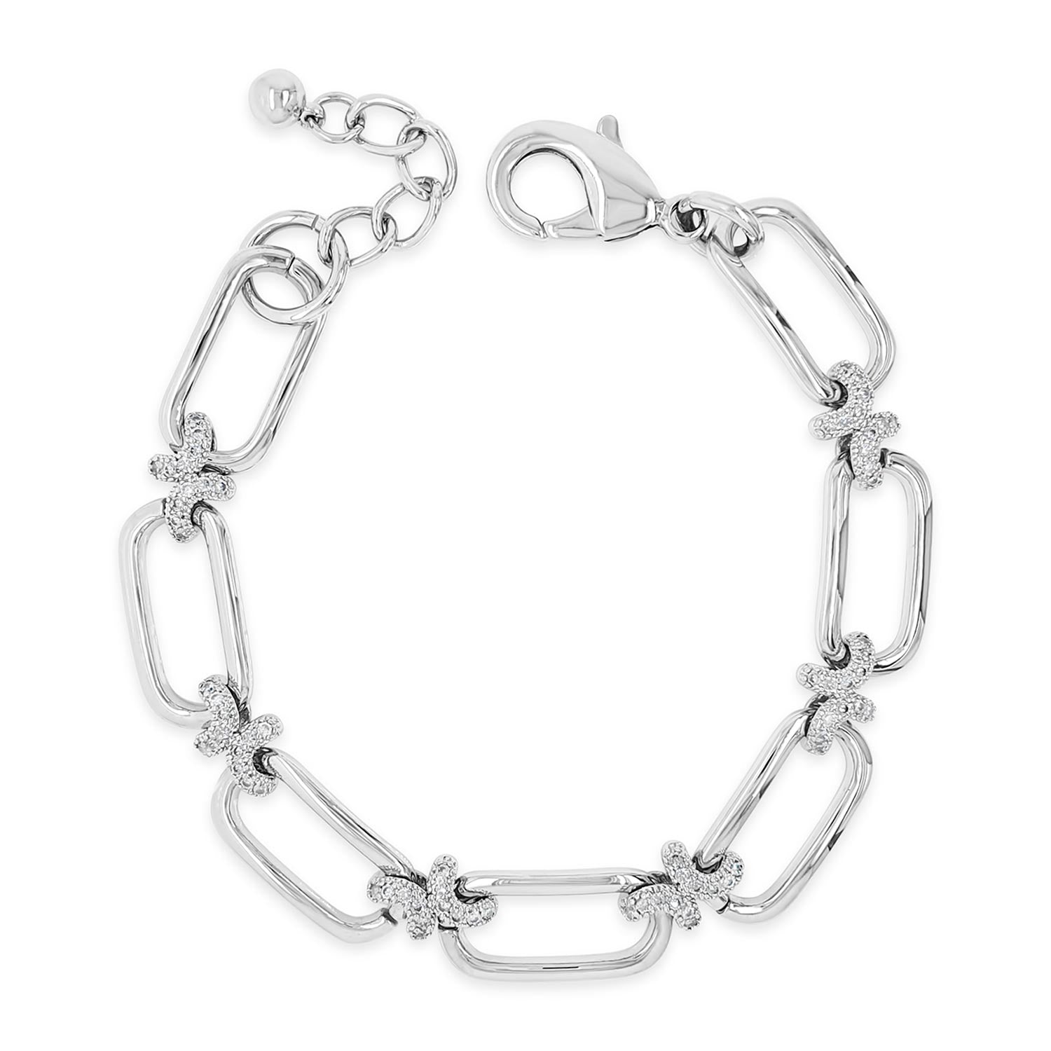 Absolute Pavé Chain Link Bracelet, Silver - McElhinneys