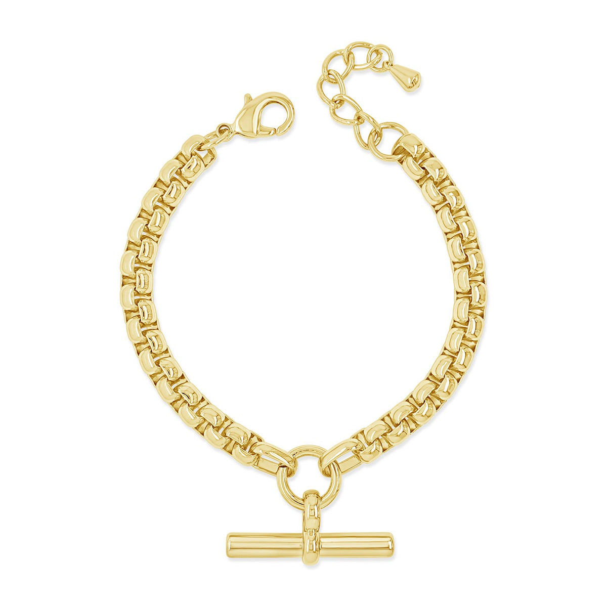 Absolute Box Chain Chunky Link T-Bar Bracelet, Gold
