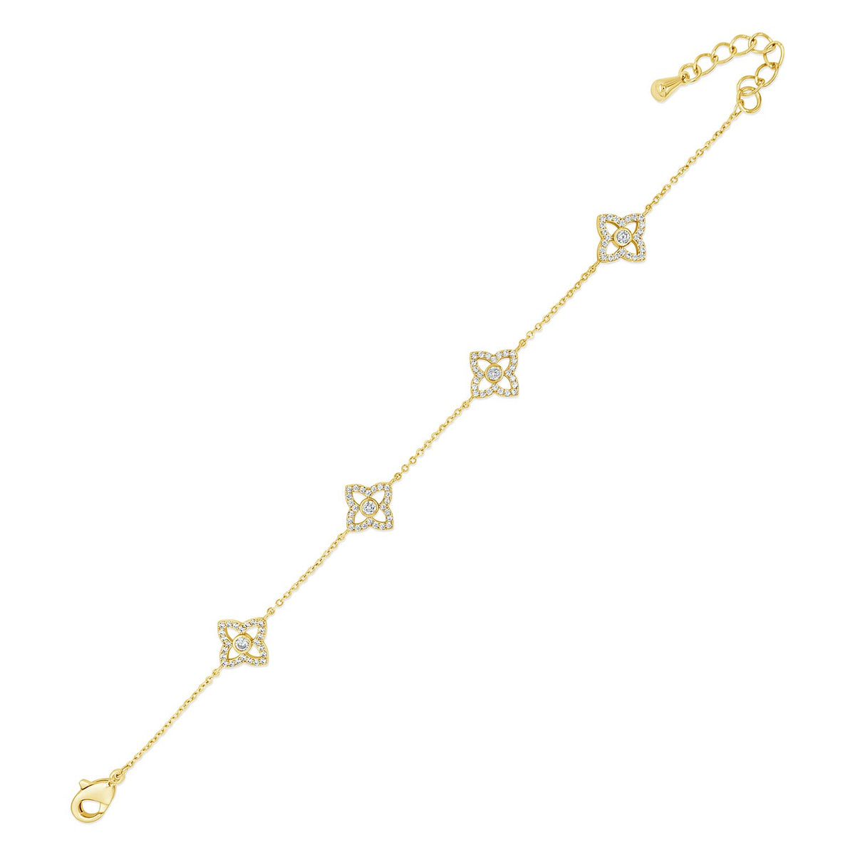 Absolute CZ Floral Bracelet, Gold