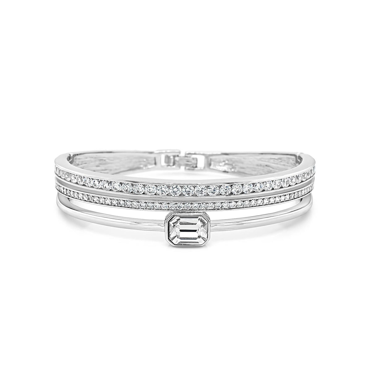 Absolute CZ Triple Band Bangle, Silver