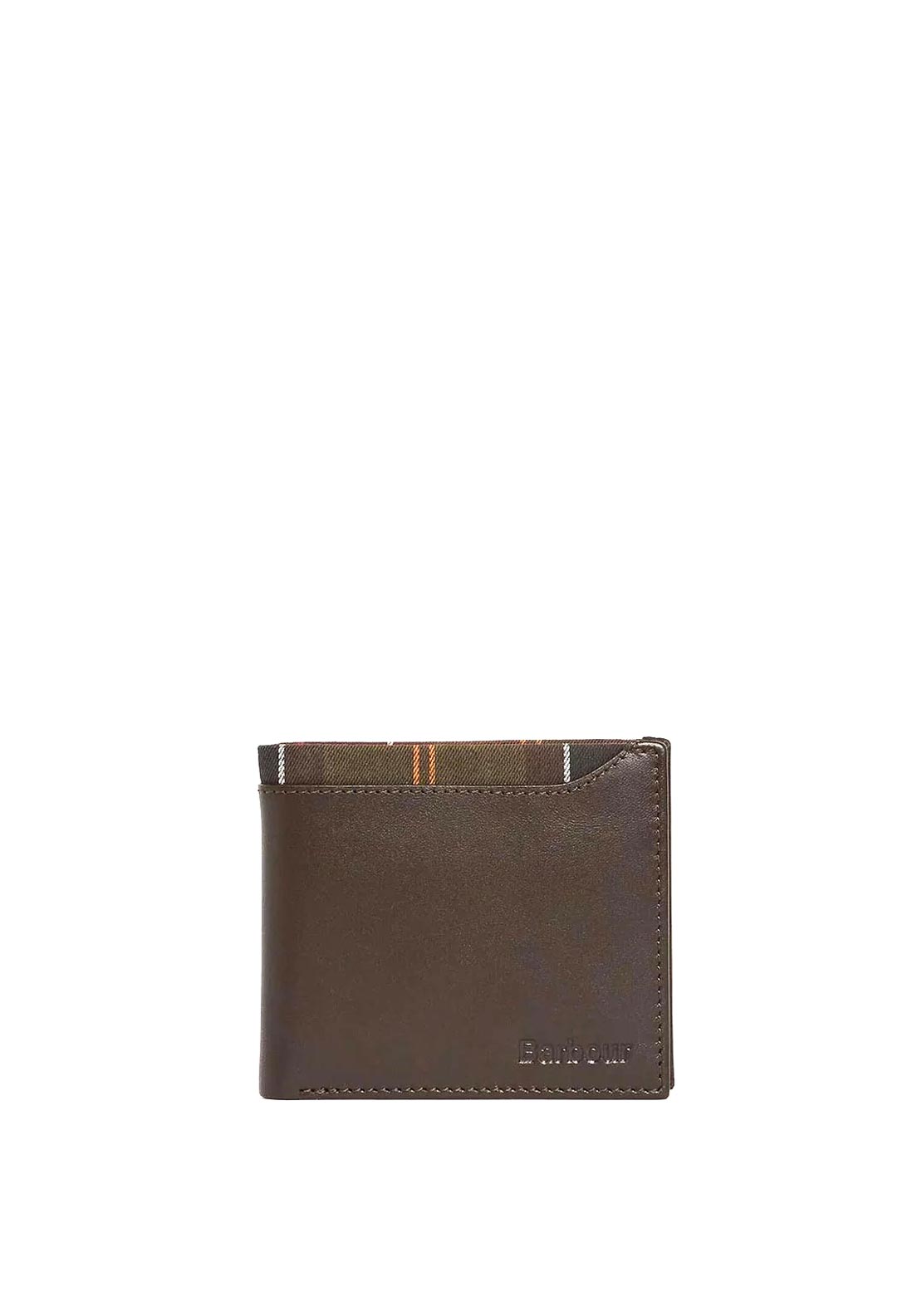 Barbour Men’s Brodick Tartan & Leather Bifold Wallet, Brown