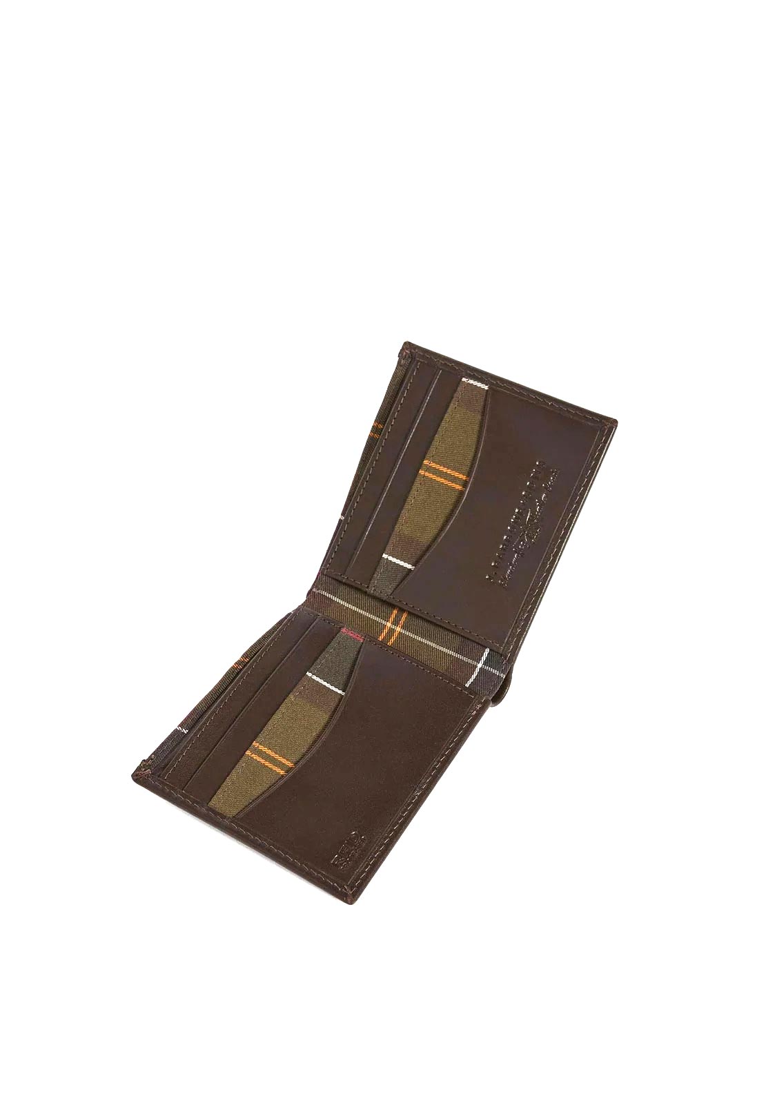 Barbour Men’s Brodick Tartan & Leather Bifold Wallet, Brown