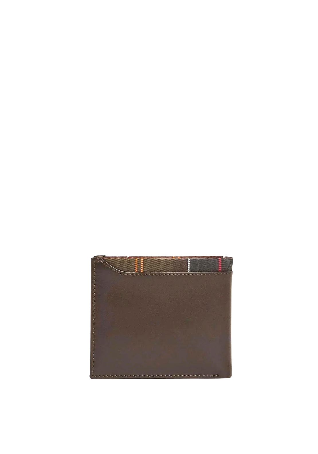 Barbour Men’s Brodick Tartan & Leather Bifold Wallet, Brown