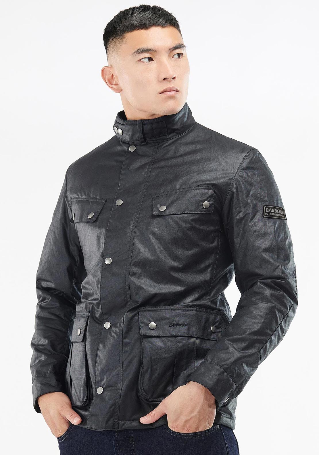 Barbour International Men's Tourer Duke Wax Coat, Navy McElhinneys