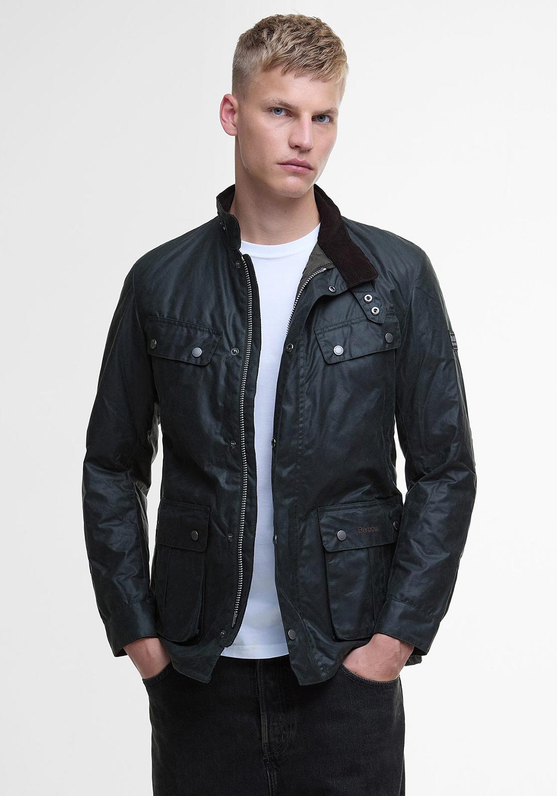 Barbour International Men's Tourer Duke Wax Coat, Green McElhinneys