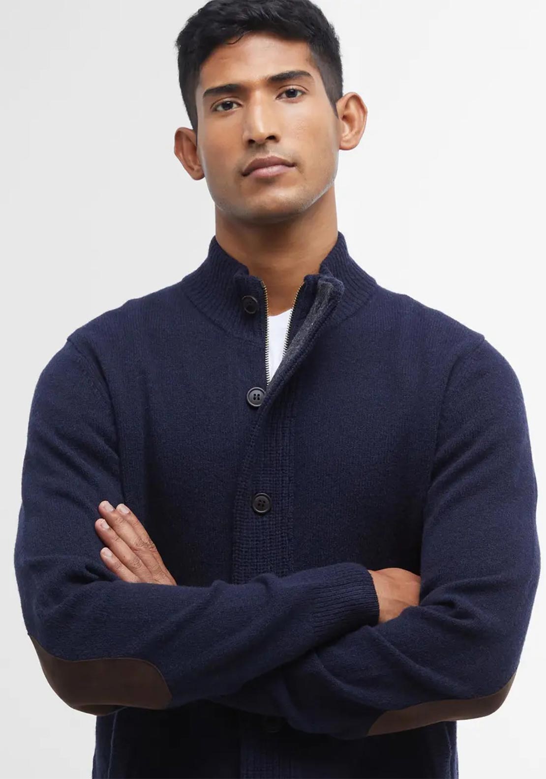 Barbour Men’s Patch Elbow Cardigan, Navy