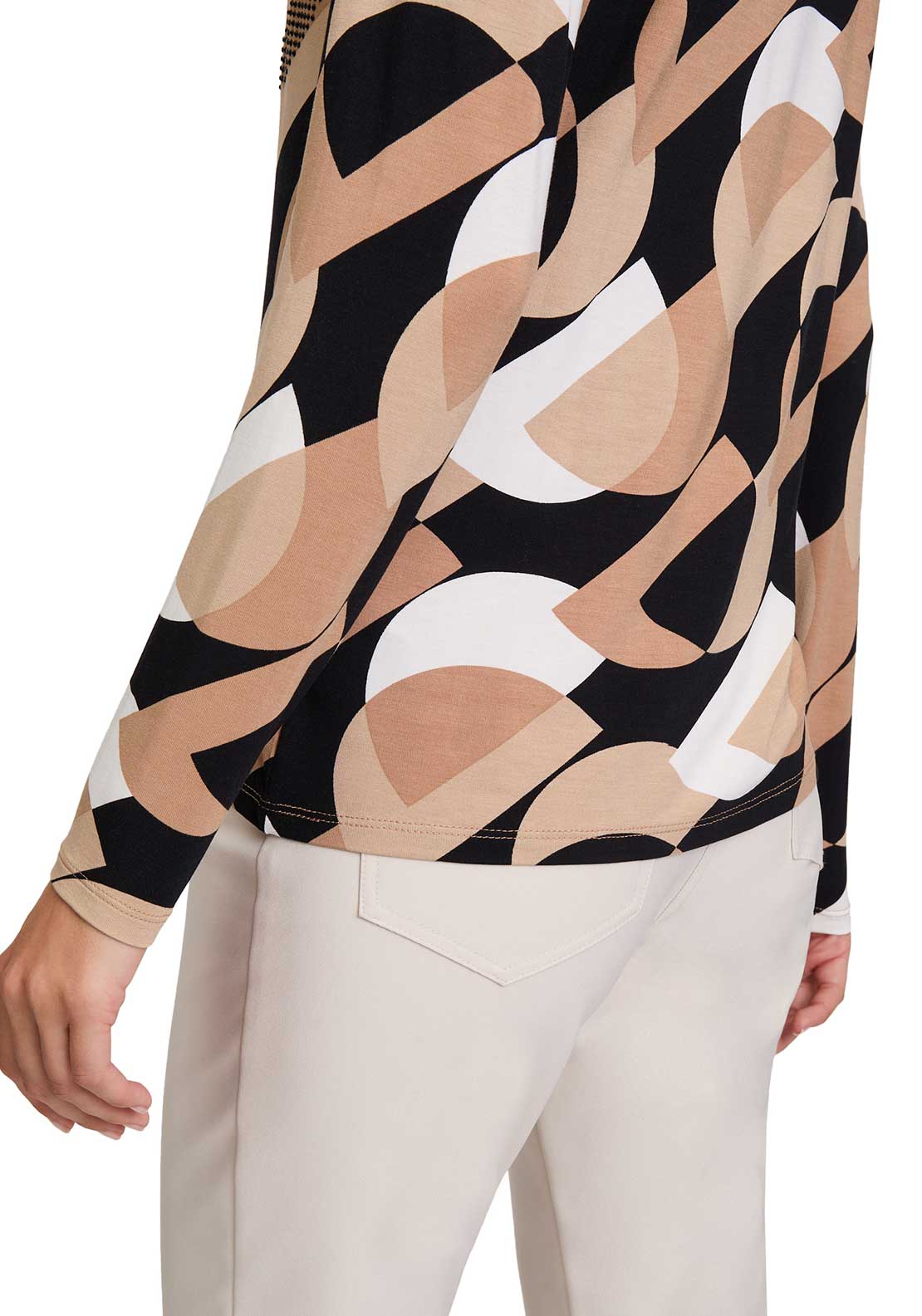 Betty Barclay Embellished Printed Top, Beige and Black