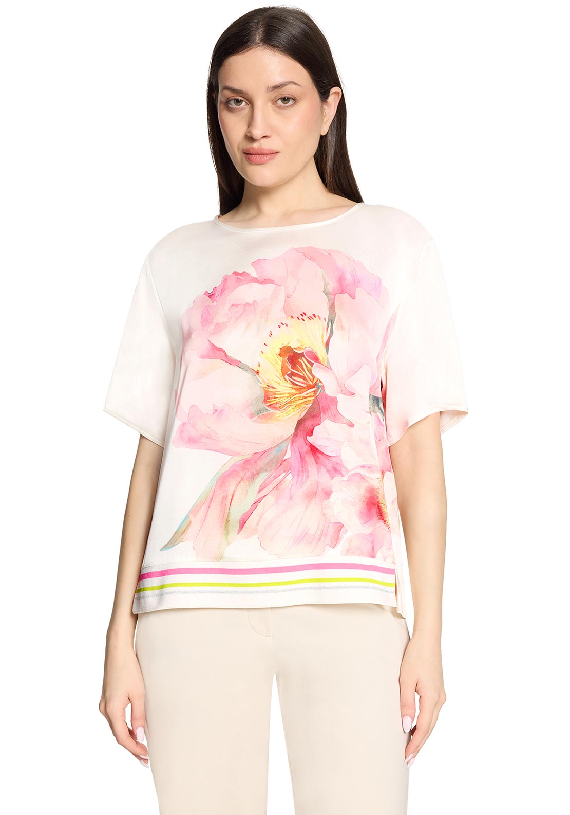 Betty Barclay Large Floral Print T-Shirt, White