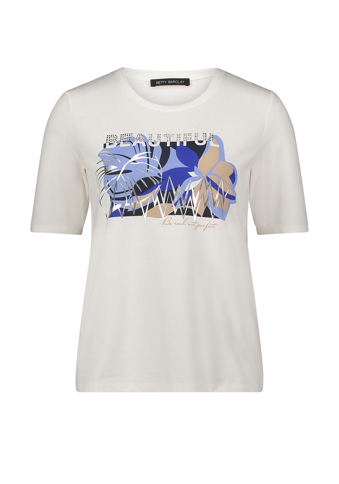 Betty Barclay Graphic T-Shirt with Rhinestone Text, Off-White