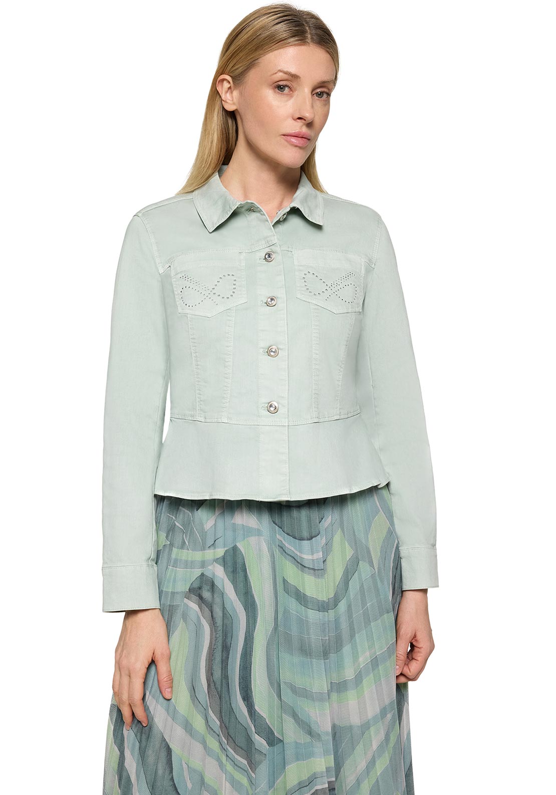 Betty Barclay Cotton-Blend with Rhinestone Detail Jacket, Green