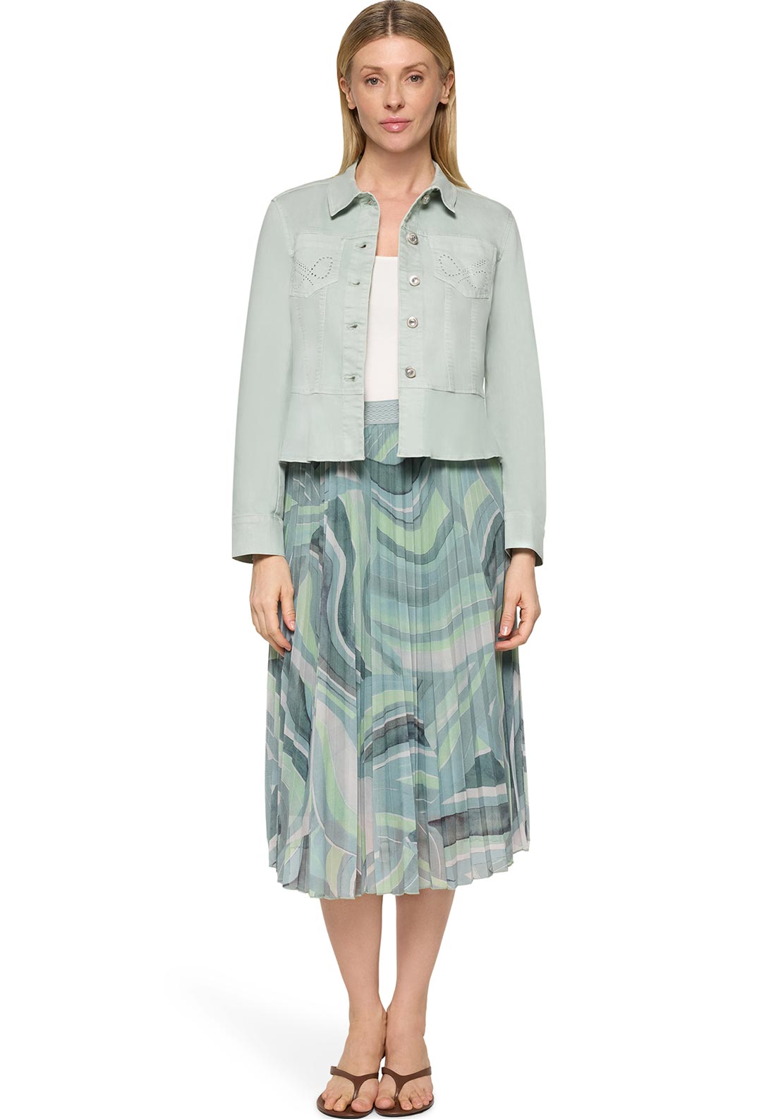 Betty Barclay Cotton-Blend with Rhinestone Detail Jacket, Green