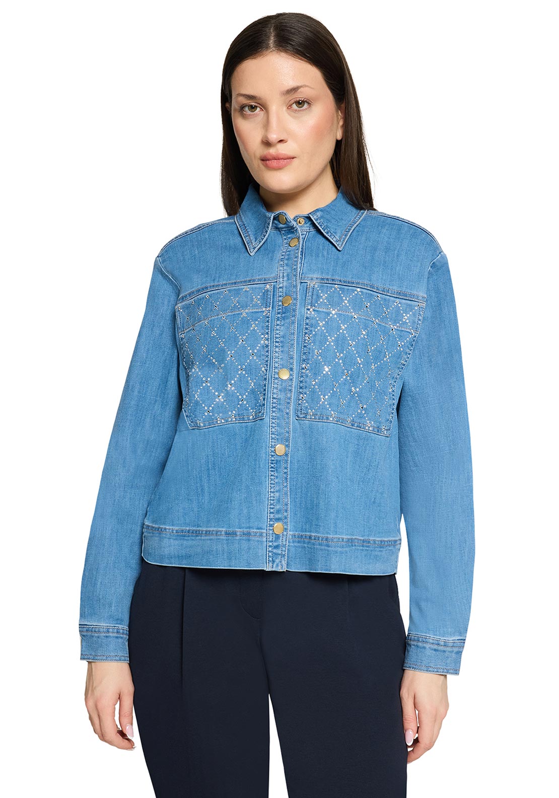 Betty Barclay Rhinestone Detail Denim Jacket, Blue