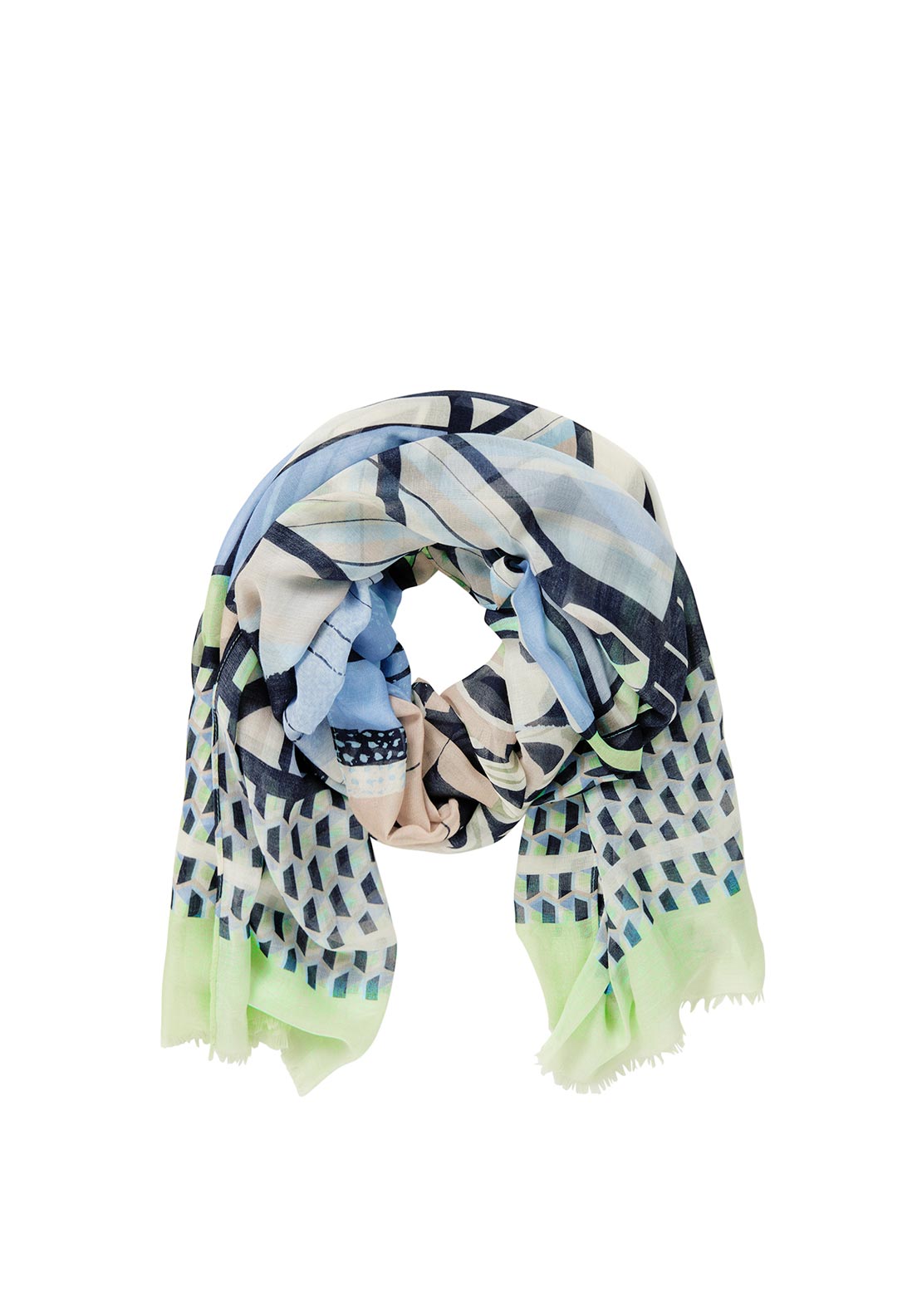Betty Barclay Geometric Print Lightweight Scarf, Green Multi