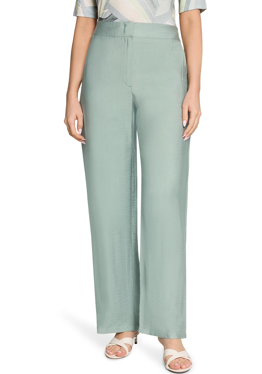 Betty Barclay High Waist Wide Leg Trousers, Green