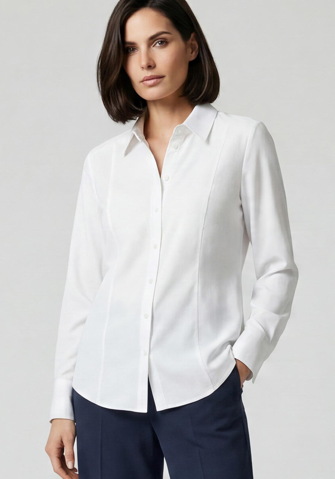 Bianca Linda Cotton-blend Shirt, White