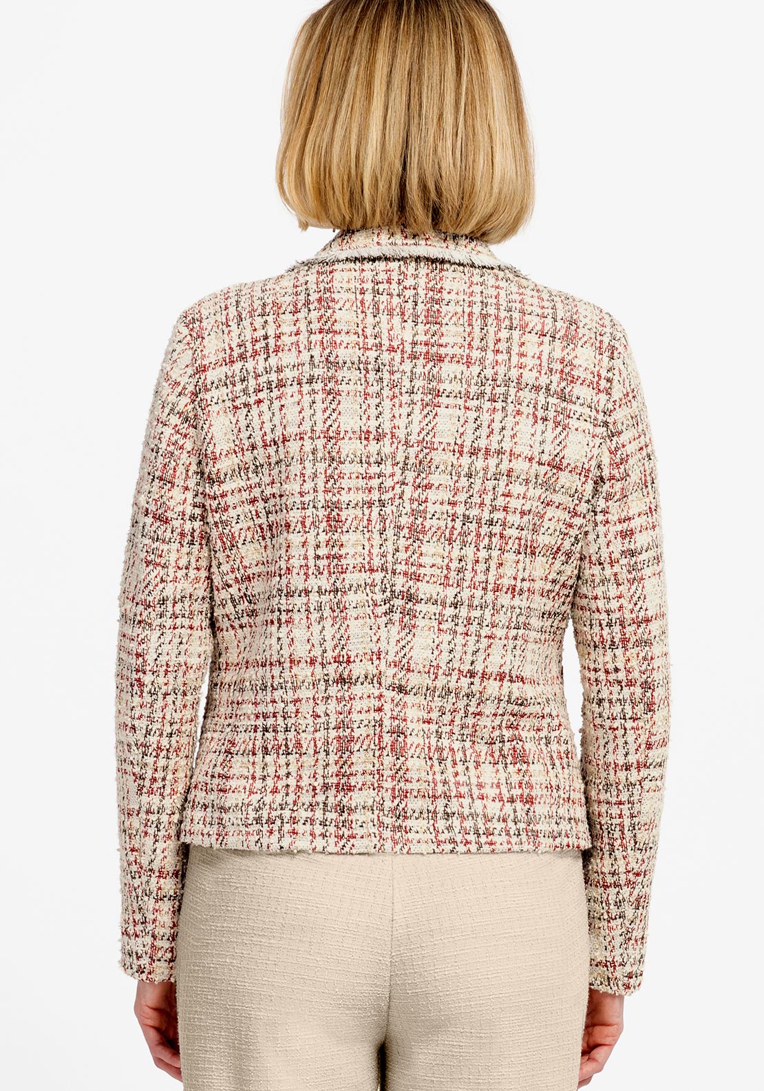 Bianca Lousia Tweed Style Blazer, Cream Multi