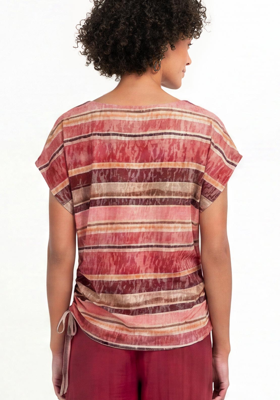 Bianca Julie Striped Side Tie T-Shirt, Pink