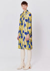 Birelin Ink Dye Knee Length Shirt Dress, Yellow & Blue