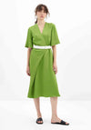 Birélin Mock Wrap A-Line Midi Dress, Green