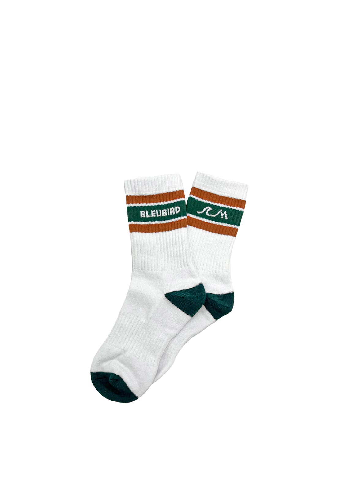 Bleubird Crew Socks, Rust & Green