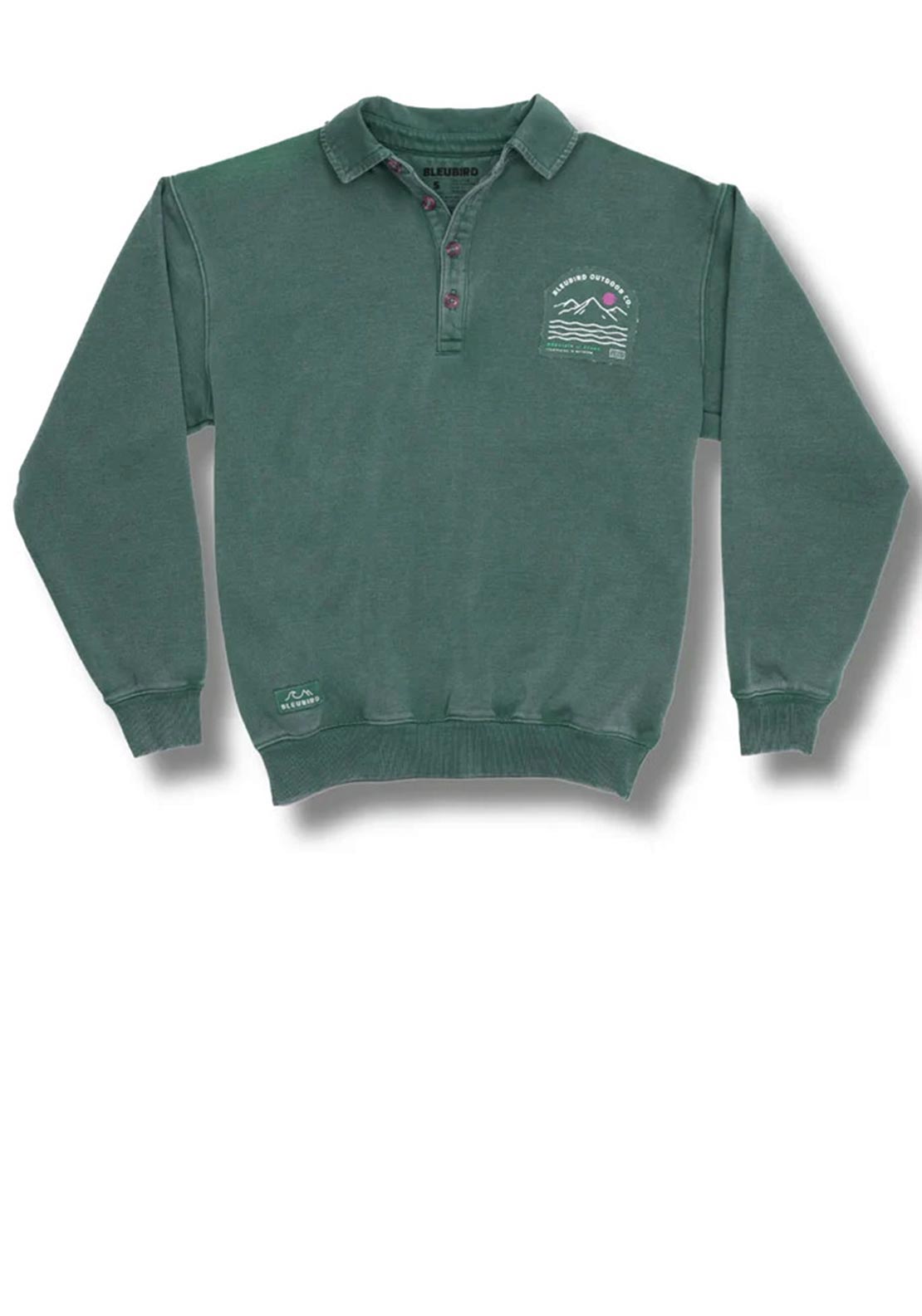 Bleubird Dawn Button Sweatshirt, Willow Green