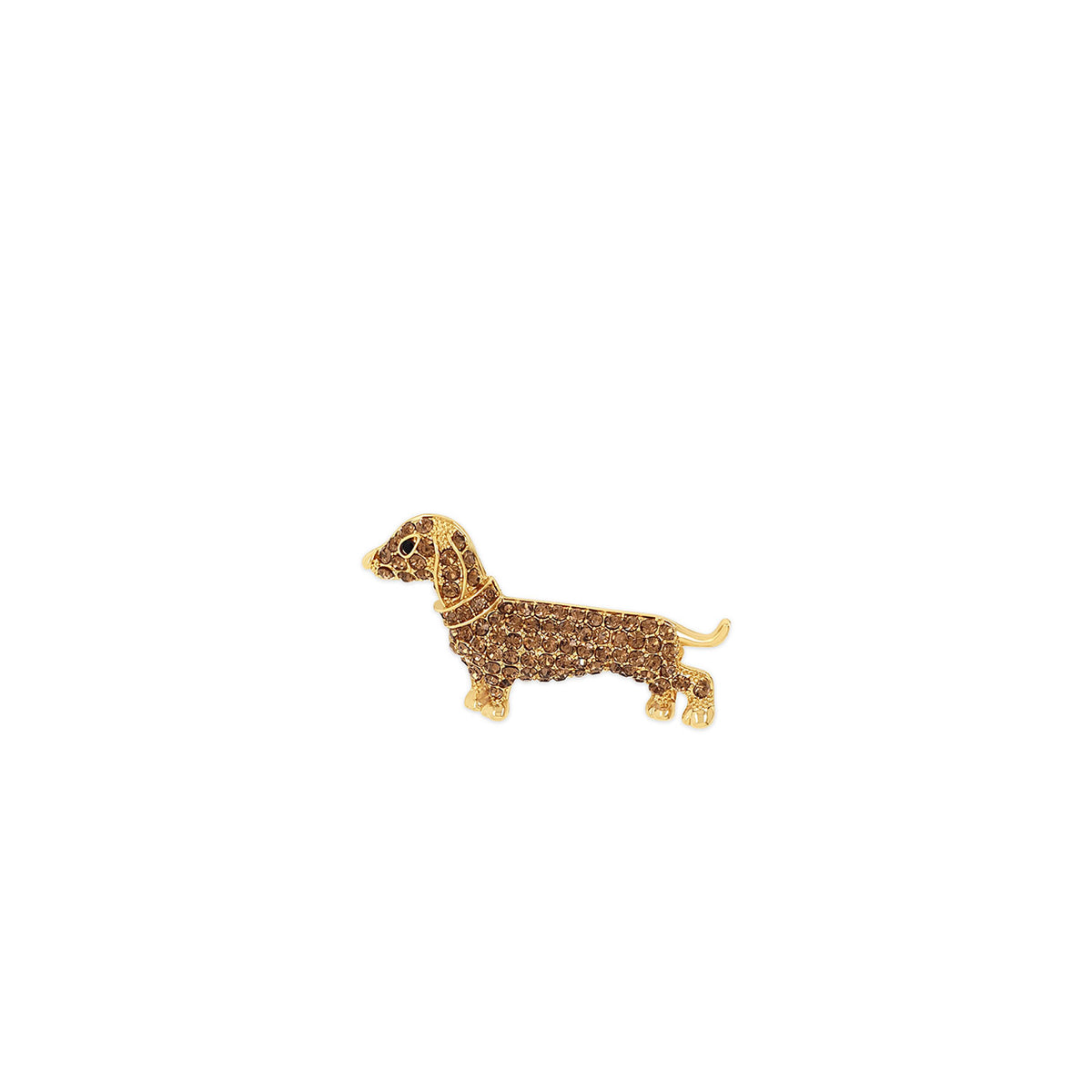 Absolute CZ Dachshund Brooch, Gold & Brown