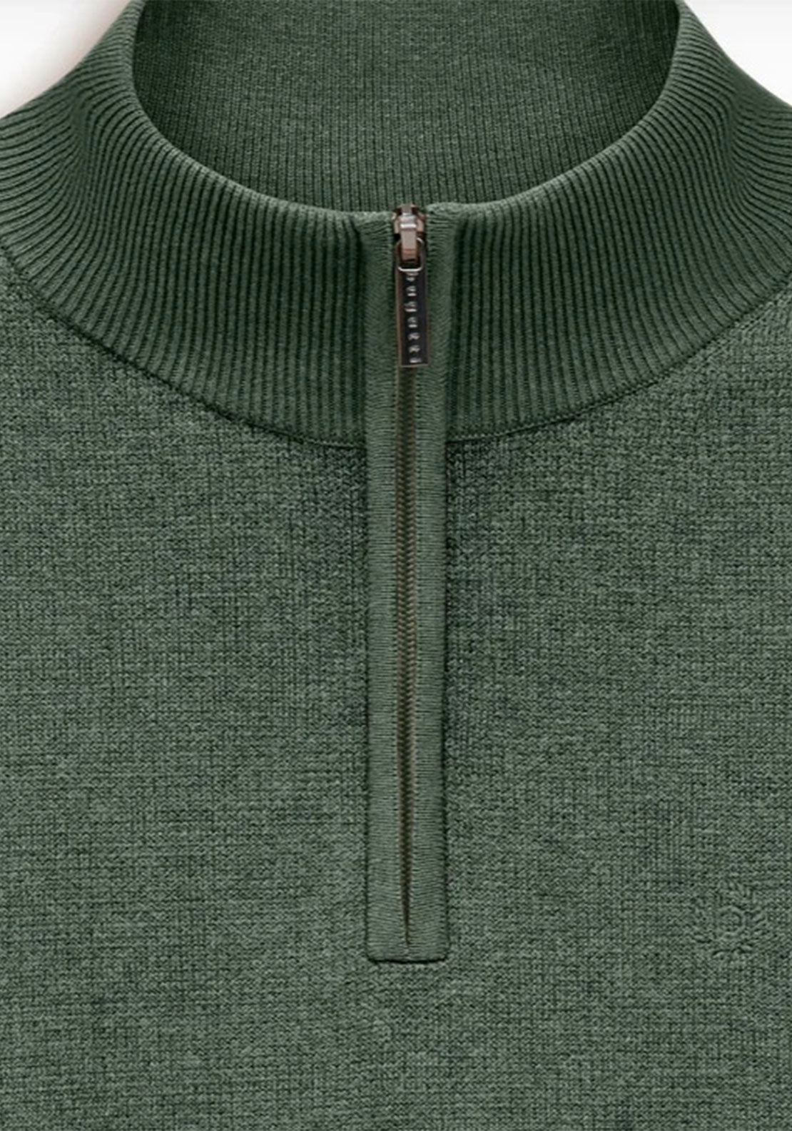 Bugatti Quarter Zip Fine Knit Sweater, Green