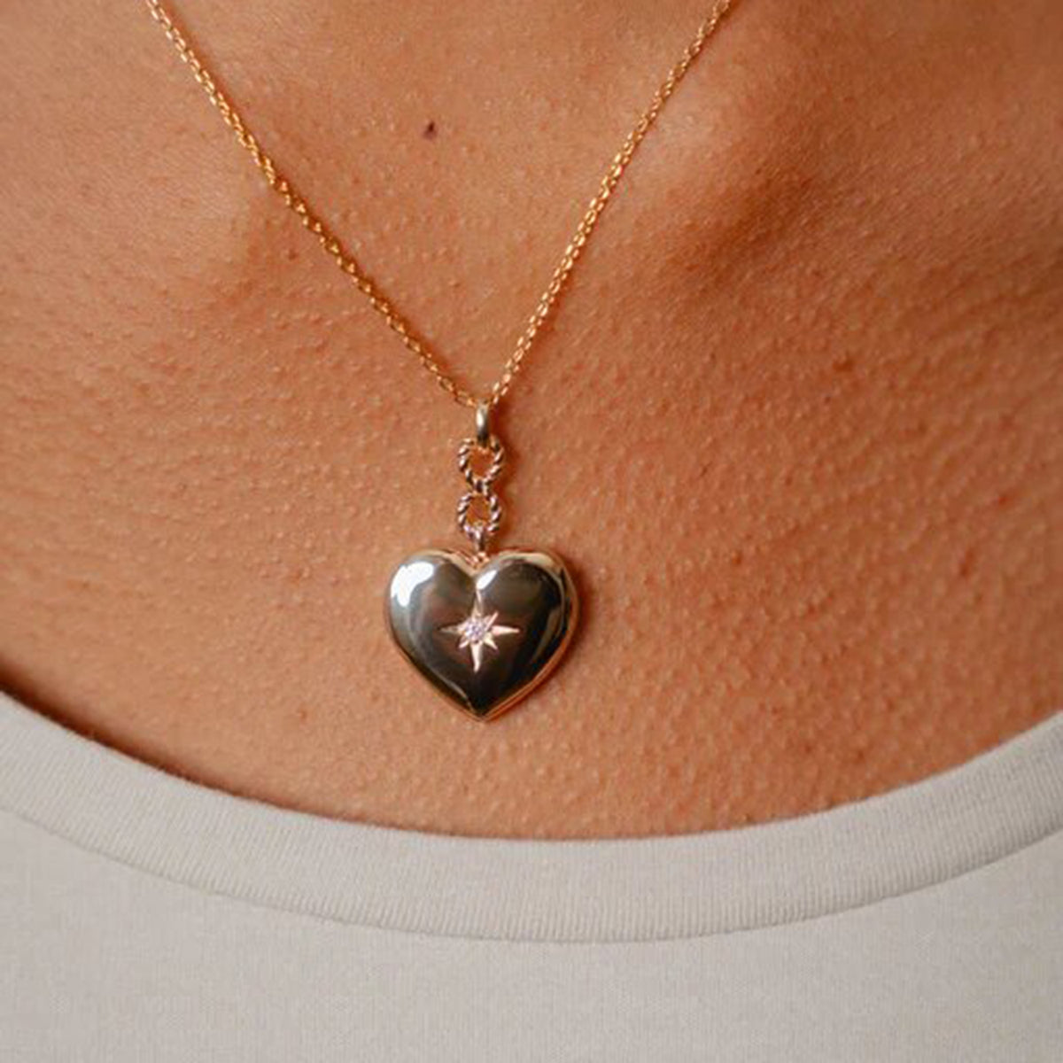 Burren Jewellery Sacred Heart Pendant Locket Necklace, Gold