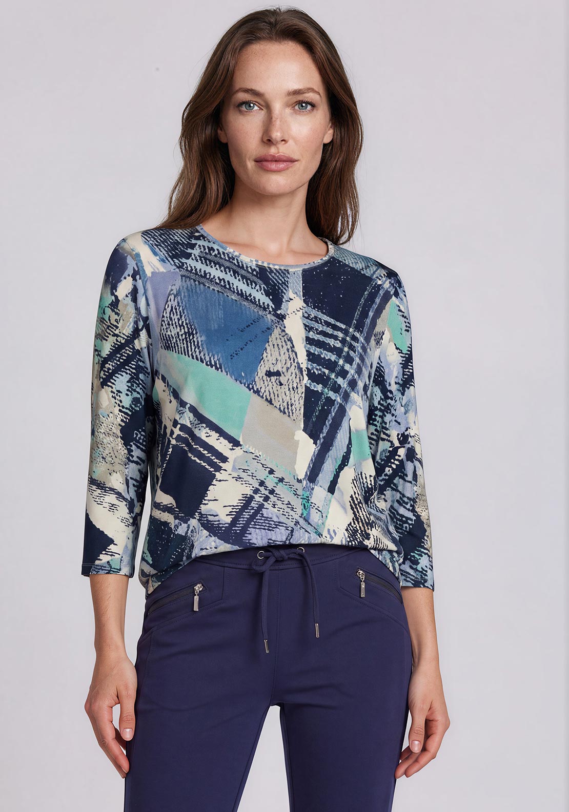 Barbara Lebek Check Print Top, Blue