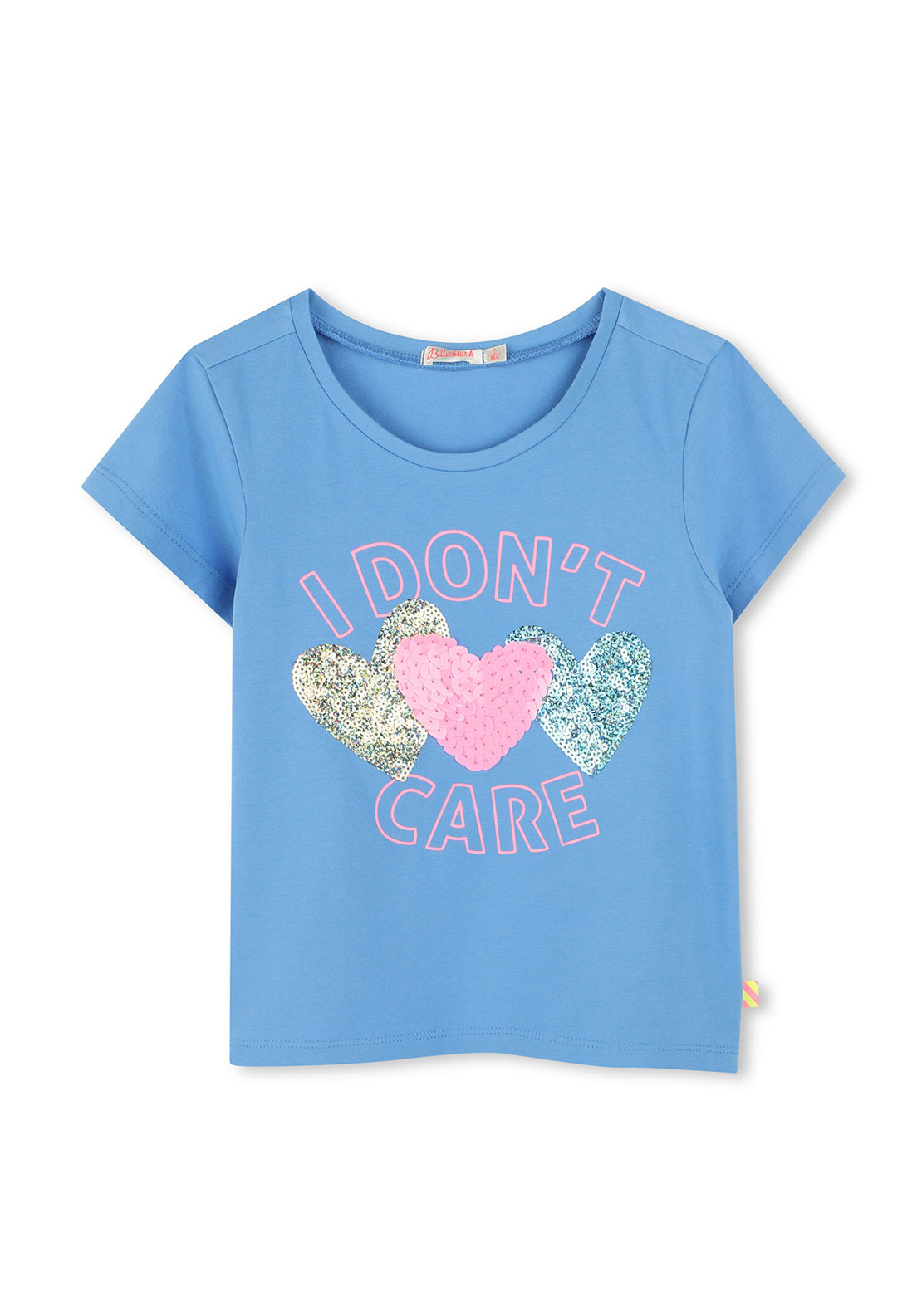 Billieblush Girls Short Sleeve Heart Sequin Tee, Blue