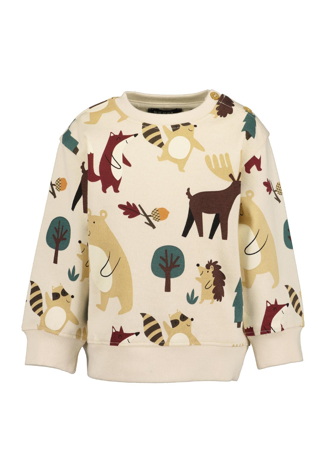 Blue Seven Baby Boy Wildlife Print Long Sleeve Sweater, Cream