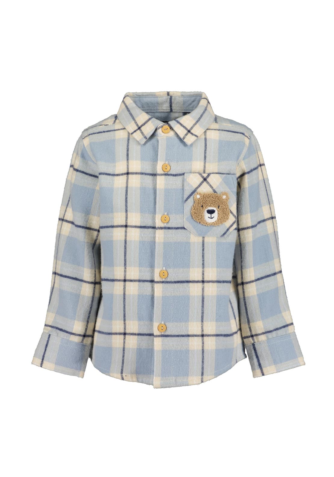 Blue Seven Baby Boy Teddy Check Long Sleeve Shirt, Blue