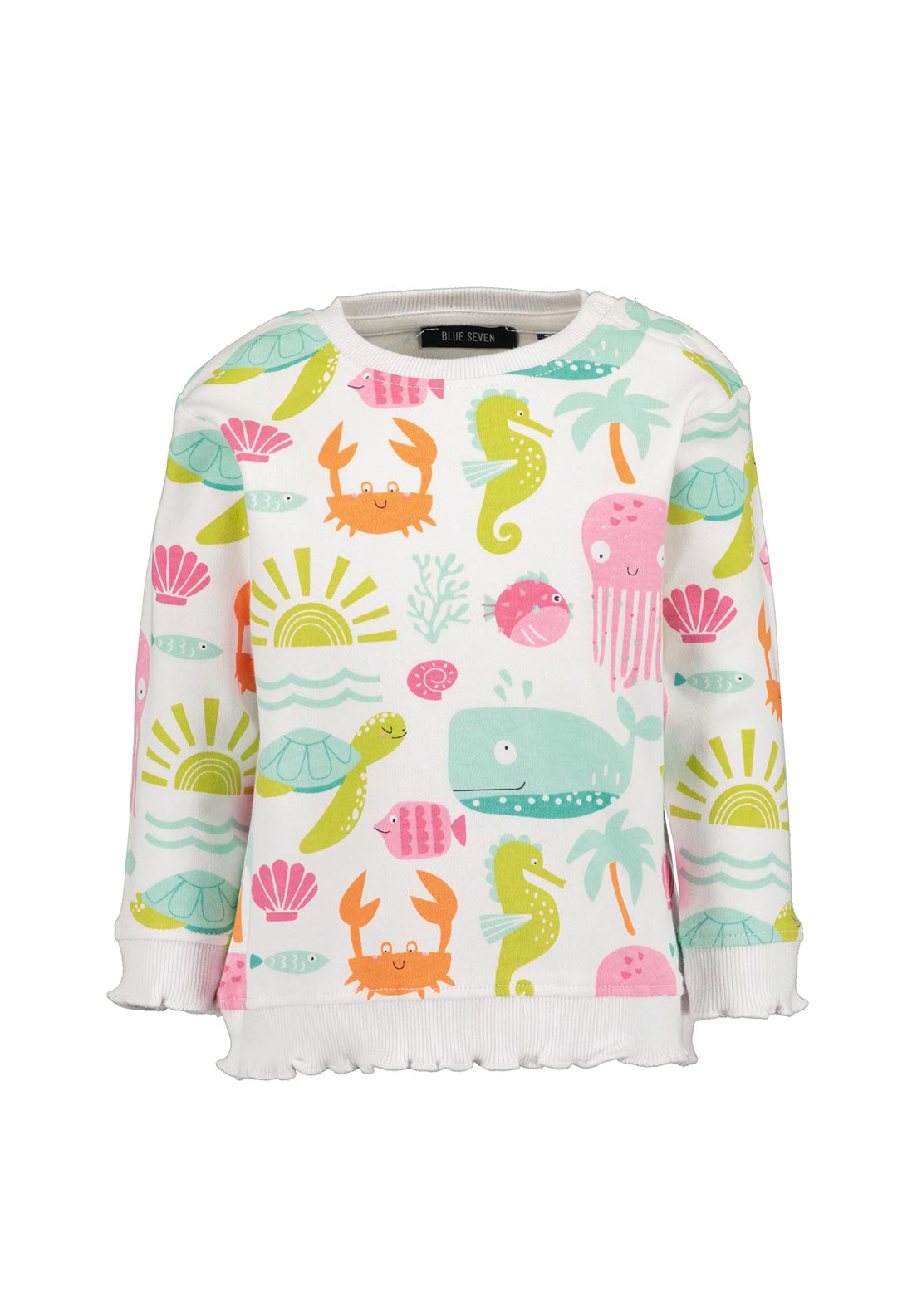 Blue Seven Baby Girl Sea Long Sleeve Sweater, White