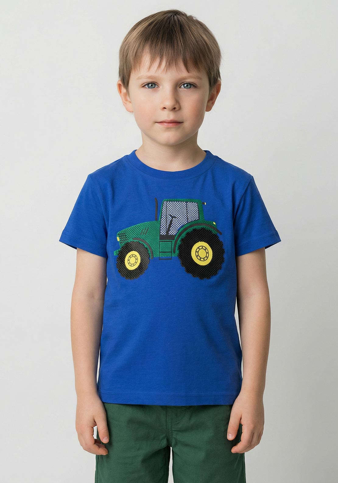 Blue Seven Mini Boy Tractor Short Sleeve Tee, Blue