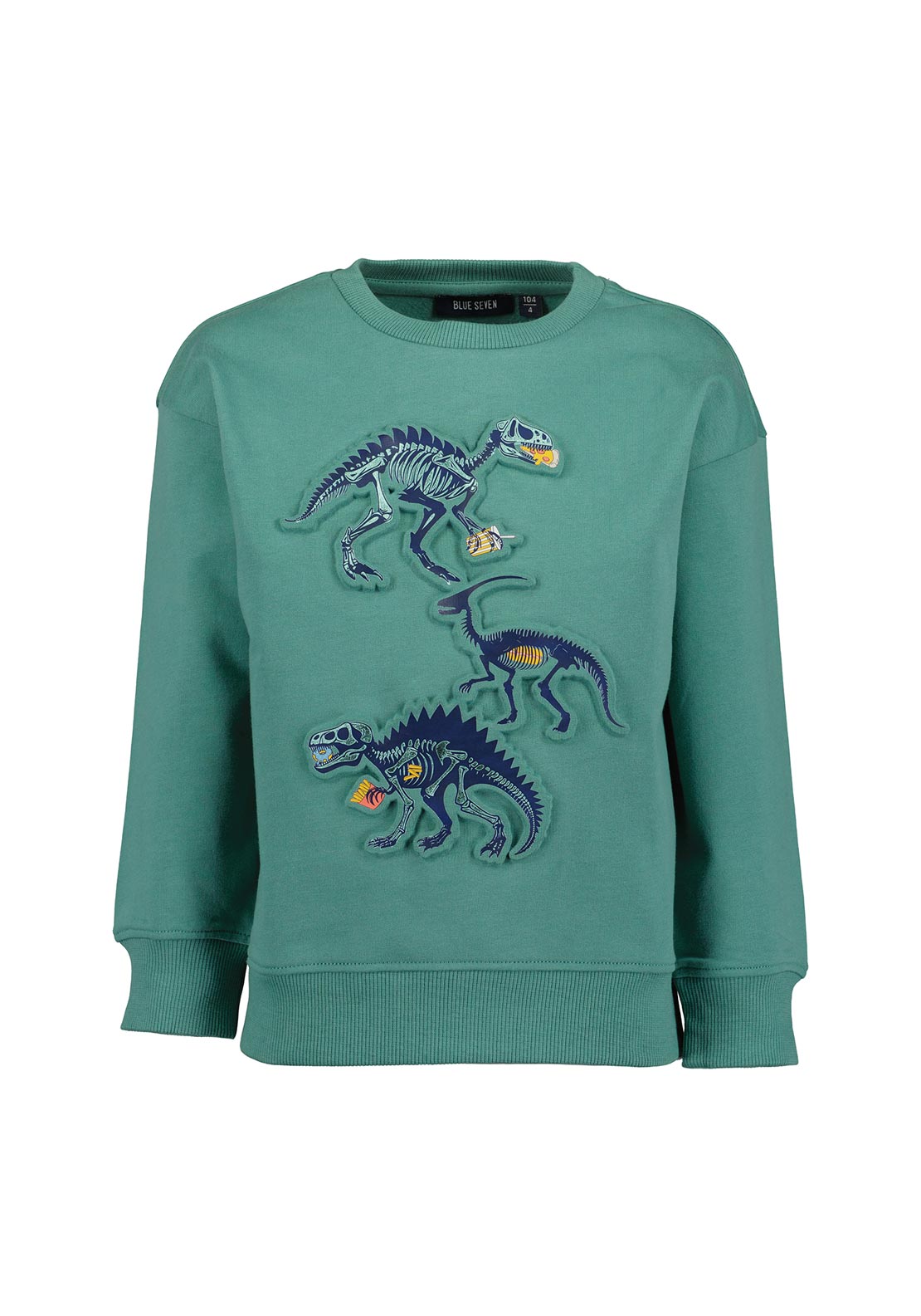 Blue Seven Mini Boy Dino Print Long Sleeve Sweater, Green