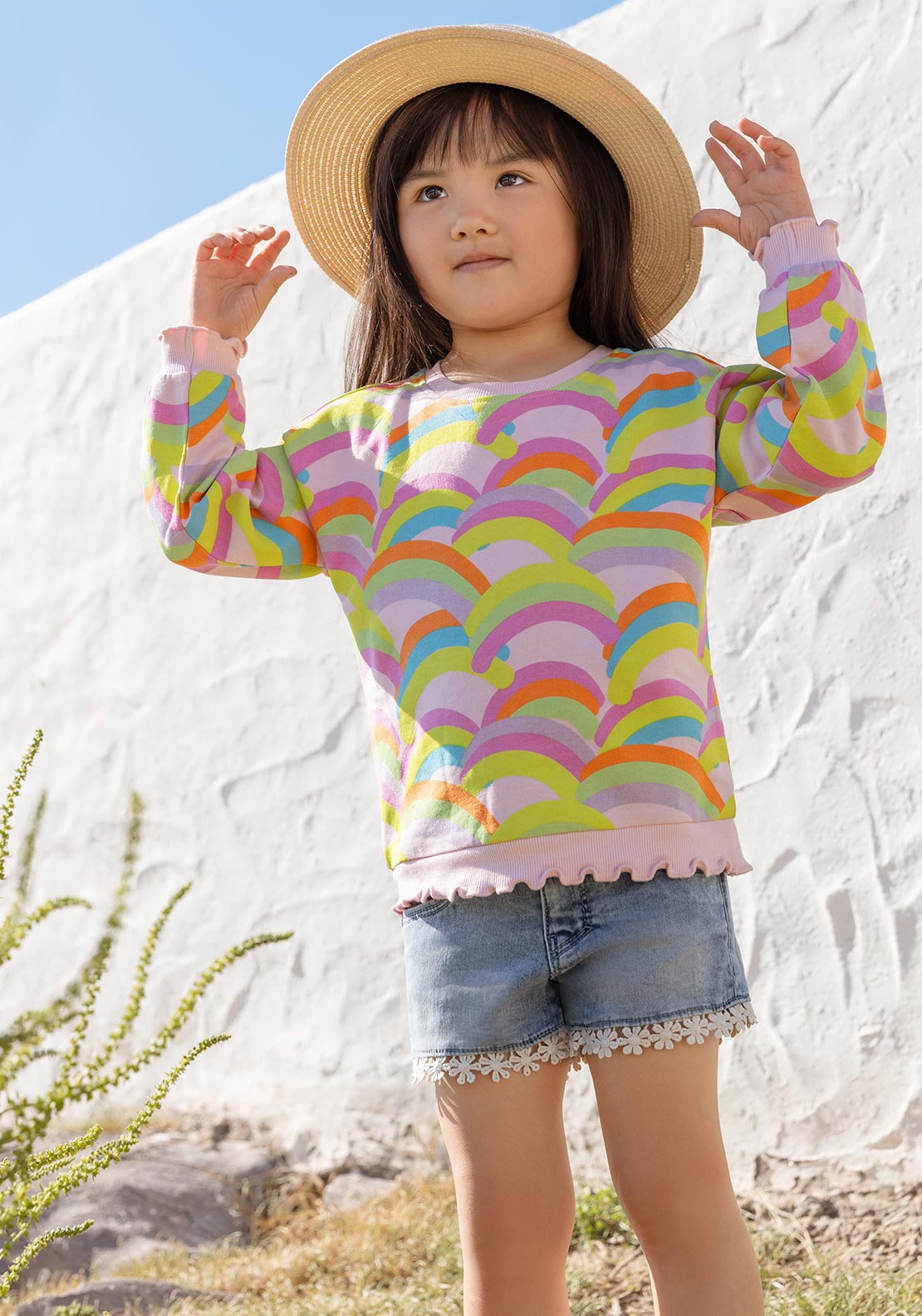 Blue Seven Mini Girl Rainbow Long Sleeve Sweater, Multi