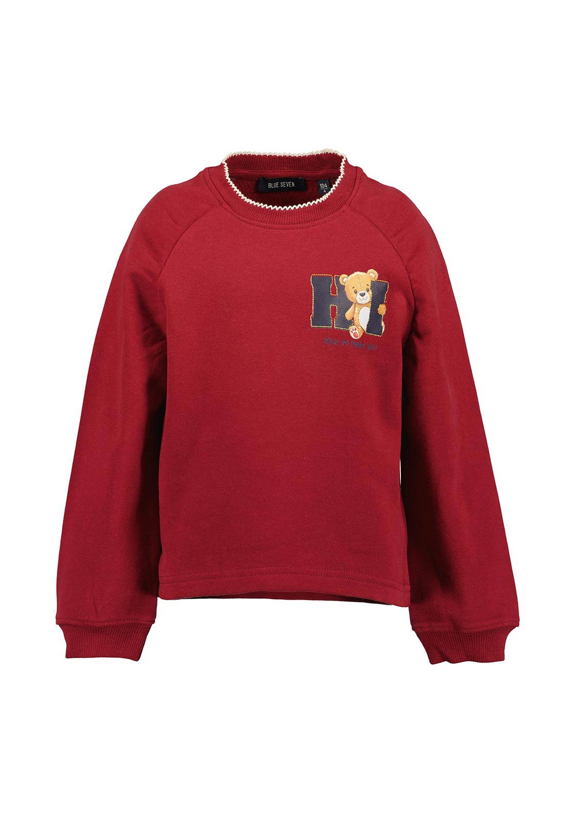 Blue Seven Mini Girl Teddy Long Sleeve Sweater, Red