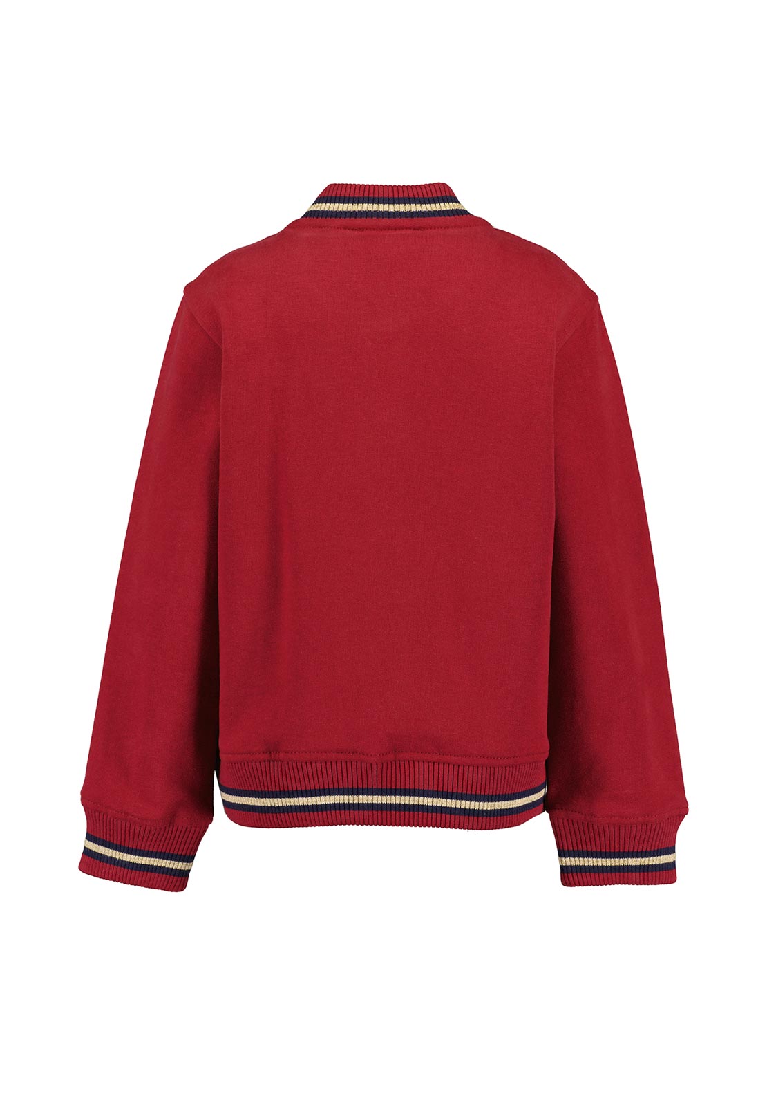 Blue Seven Mini Girl Long Sleeve Baseball Jacket, Red